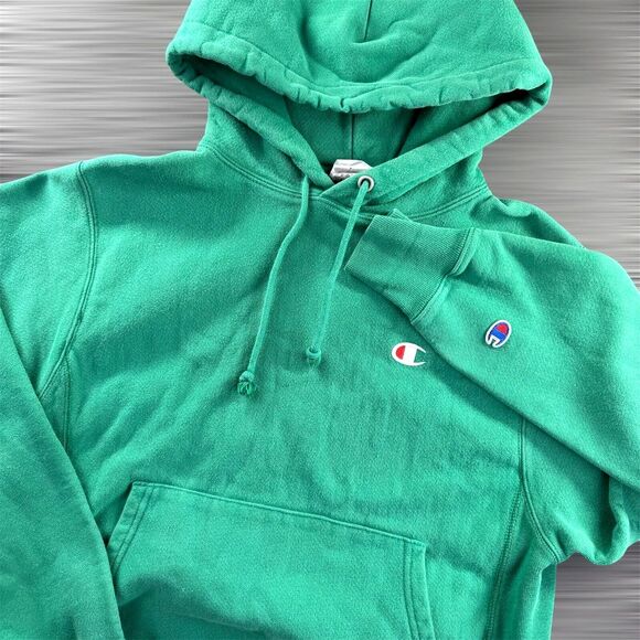 Champion Hoodie Mens‎ S Reverse Weave Vintage Green Pullover Skate Street Thick - Picture 1 of 12